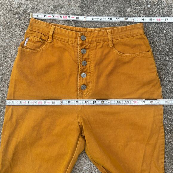Vintage 90s BONGO Yellow Button Fly Mom Jeans 28” Petite Short - Picture 4 of 9